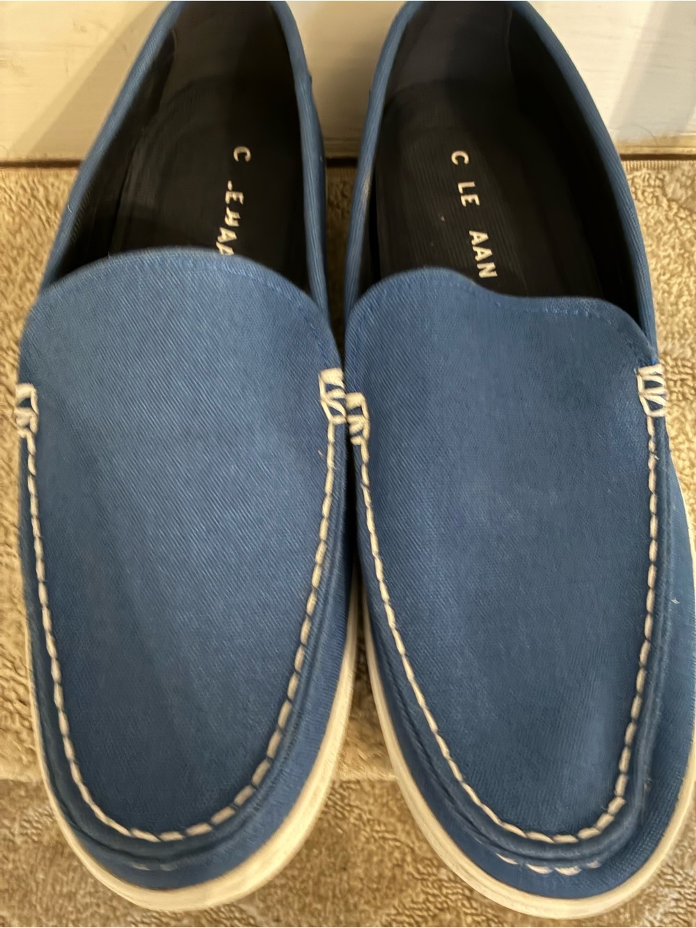 Men's Blue Canvas Loafers